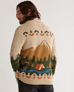 ALTERNATE VIEW OF MEN'S CAMP COTTON CARDIGAN IN TAN PEAKS image number 2