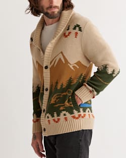 ALTERNATE VIEW OF MEN'S CAMP COTTON CARDIGAN IN TAN PEAKS image number 4