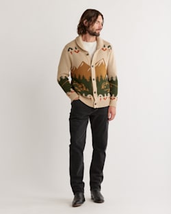 ALTERNATE VIEW OF MEN'S CAMP COTTON CARDIGAN IN TAN PEAKS image number 5