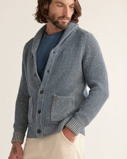 ALTERNATE VIEW OF MEN'S CLIFTON COTTON CARDIGAN IN BLUE HEATHER image number 4