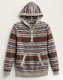MEN'S HIGHLAND PEAK COTTON HOODIE IN TAN/BLUE/COFFEE STRIPE image number 1