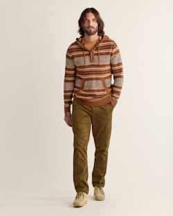 MEN'S HIGHLAND PEAK COTTON HOODIE IN KHAKI/CORAL/COFFEE STRIPE image number 1