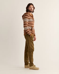 ALTERNATE VIEW OF MEN'S HIGHLAND PEAK COTTON HOODIE IN KHAKI/CORAL/COFFEE STRIPE image number 2