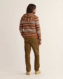 ALTERNATE VIEW OF MEN'S HIGHLAND PEAK COTTON HOODIE IN KHAKI/CORAL/COFFEE STRIPE image number 3
