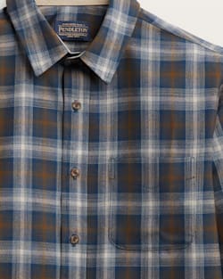 ALTERNATE VIEW OF MEN'S LODGE MERINO SHIRT IN BLUE/BROWN/TAN PLAID image number 3