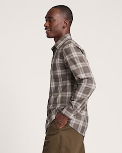ALTERNATE VIEW OF MEN'S LODGE MERINO SHIRT IN OLIVE/GREY MIX PLAID image number 3