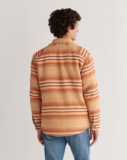 ALTERNATE VIEW OF MEN'S STRIPED DOUBLESOFT SHERPA-LINED SHIRT JACKET IN TAN RALSTON STRIPE image number 2