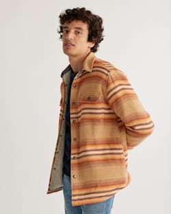 ALTERNATE VIEW OF MEN'S STRIPED DOUBLESOFT SHERPA-LINED SHIRT JACKET IN TAN RALSTON STRIPE image number 4