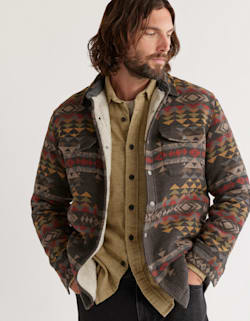 MEN'S DOUBLESOFT SHERPA-LINED SHIRT JACKET IN GREY HIGHLAND PEAK image number 1