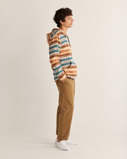 ALTERNATE VIEW OF MEN'S DOUBLESOFT DRIFTWOOD HOODIE IN AZURE/BROWN STRIPE image number 2