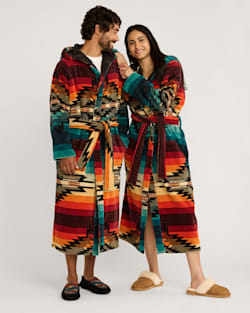 UNISEX COTTON TERRY VELOUR ROBE IN SALTILLO SUNSET image number 1