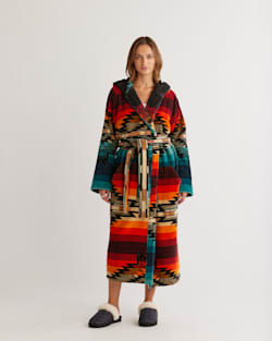 ALTERNATE VIEW OF UNISEX COTTON TERRY VELOUR ROBE IN SALTILLO SUNSET image number 6