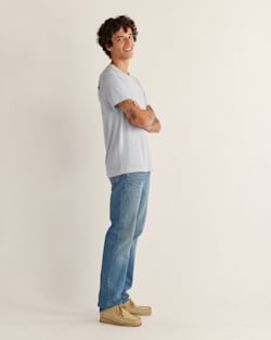 ALTERNATE VIEW OF MEN'S HARDING SKULL GRAPHIC TEE IN LIGHT BLUE/WHITE image number 3