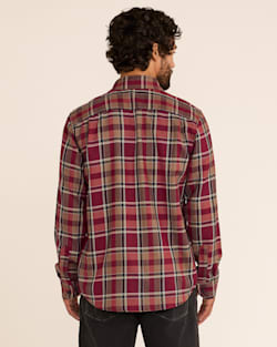 ALTERNATE VIEW OF MEN'S PLAID MERINO LODGE SHIRT IN MAROON/TAN PLAID image number 3