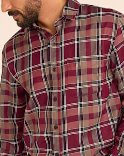 ALTERNATE VIEW OF MEN'S PLAID MERINO LODGE SHIRT IN MAROON/TAN PLAID image number 4