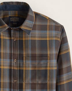 ALTERNATE VIEW OF MEN'S PLAID MERINO LODGE SHIRT IN SLATE/GOLD OMBRE image number 2