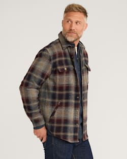 ALTERNATE VIEW OF MEN'S PLAID FOREST SHIRT JACKET IN MAROON/NAVY image number 2