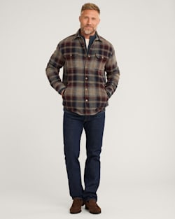 ALTERNATE VIEW OF MEN'S PLAID FOREST SHIRT JACKET IN MAROON/NAVY image number 6