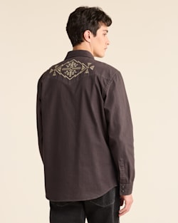 ALTERNATE VIEW OF MEN'S CHANDLER EMBROIDERED DENIM SHIRT IN BLACK image number 3