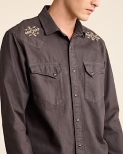 ALTERNATE VIEW OF MEN'S CHANDLER EMBROIDERED DENIM SHIRT IN BLACK image number 5