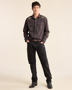 ALTERNATE VIEW OF MEN'S CHANDLER EMBROIDERED DENIM SHIRT IN BLACK image number 6