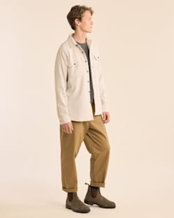 ALTERNATE VIEW OF MEN'S BURNSIDE DOUBLEBRUSHED FLANNEL SHIRT IN NATURAL HEATHER image number 4