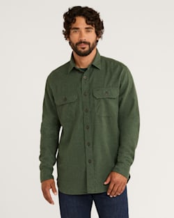 MEN'S BURNSIDE DOUBLEBRUSHED FLANNEL SHIRT IN GREEN HEATHER image number 1