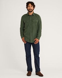 ALTERNATE VIEW OF MEN'S BURNSIDE DOUBLEBRUSHED FLANNEL SHIRT IN GREEN HEATHER image number 5