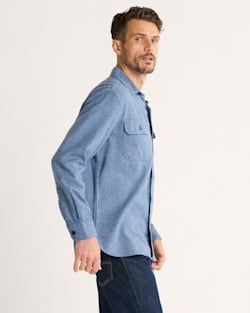 ALTERNATE VIEW OF MEN'S BURNSIDE DOUBLEBRUSHED FLANNEL SHIRT IN BLUE HEATHER image number 3