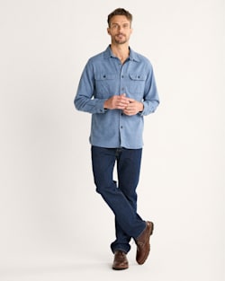 ALTERNATE VIEW OF MEN'S BURNSIDE DOUBLEBRUSHED FLANNEL SHIRT IN BLUE HEATHER image number 4