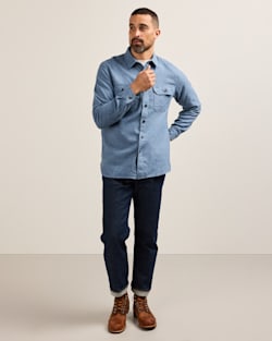 ALTERNATE VIEW OF MEN'S BURNSIDE DOUBLEBRUSHED FLANNEL SHIRT IN BLUE HEATHER image number 6