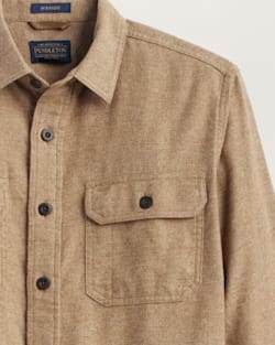 ALTERNATE VIEW OF MEN'S BURNSIDE DOUBLEBRUSHED FLANNEL SHIRT IN CAMEL HEATHER image number 2
