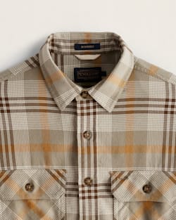 ALTERNATE VIEW OF MEN'S PLAID BURNSIDE DOUBLEBRUSHED FLANNEL SHIRT IN TAN/BROWN/GREY PLAID image number 2