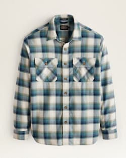 MEN'S PLAID BURNSIDE DOUBLEBRUSHED FLANNEL SHIRT IN CREAM/GREEN/BLUE PLAID image number 1