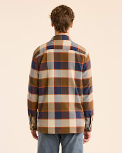 ALTERNATE VIEW OF MEN'S PLAID BURNSIDE DOUBLEBRUSHED FLANNEL SHIRT IN NAVY/GREY/OCHRE PLAID image number 3