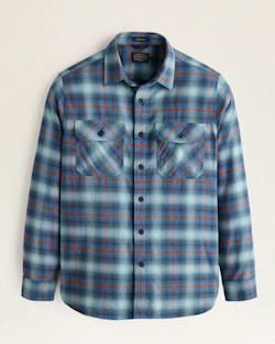 MEN'S PLAID BURNSIDE DOUBLEBRUSHED FLANNEL SHIRT IN NAVY/AQUA/BRICK PLAID image number 1