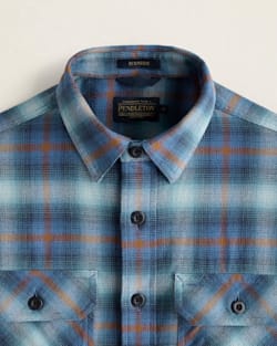 ALTERNATE VIEW OF MEN'S PLAID BURNSIDE DOUBLEBRUSHED FLANNEL SHIRT IN NAVY/AQUA/BRICK PLAID image number 2