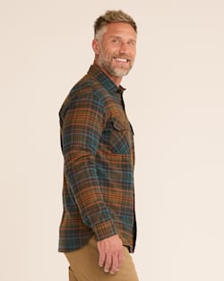 ALTERNATE VIEW OF MEN'S PLAID BURNSIDE DOUBLEBRUSHED FLANNEL SHIRT IN OLIVE/BLUE/RUST PLAID image number 2