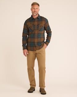 ALTERNATE VIEW OF MEN'S PLAID BURNSIDE DOUBLEBRUSHED FLANNEL SHIRT IN OLIVE/BLUE/RUST PLAID image number 6