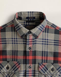 ALTERNATE VIEW OF MEN'S PLAID BURNSIDE DOUBLEBRUSHED FLANNEL SHIRT IN BLACK/NAVY/RED PLAID image number 2