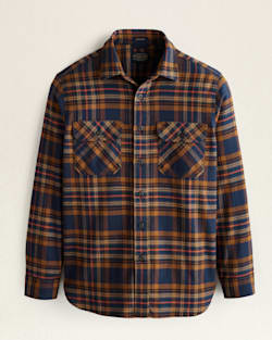 MEN'S PLAID BURNSIDE DOUBLEBRUSHED FLANNEL SHIRT IN NAVY/OCHRE/ORANGE PLAID image number 1
