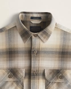 ALTERNATE VIEW OF MEN'S PLAID BURNSIDE DOUBLEBRUSHED FLANNEL SHIRT IN BROWN/KHAKI/CREAM PLAID image number 2