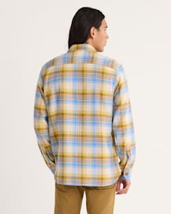ALTERNATE VIEW OF MEN'S PLAID BURNSIDE DOUBLEBRUSHED FLANNEL SHIRT IN TAN/BLUE/GOLD PLAID image number 2