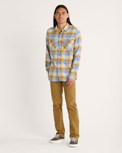 ALTERNATE VIEW OF MEN'S PLAID BURNSIDE DOUBLEBRUSHED FLANNEL SHIRT IN TAN/BLUE/GOLD PLAID image number 4