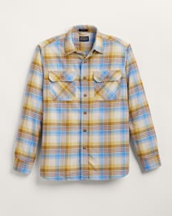 ALTERNATE VIEW OF MEN'S PLAID BURNSIDE DOUBLEBRUSHED FLANNEL SHIRT IN TAN/BLUE/GOLD PLAID image number 5
