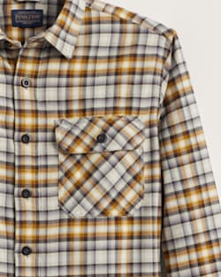 ALTERNATE VIEW OF MEN'S PLAID BURNSIDE DOUBLEBRUSHED FLANNEL SHIRT IN GREY/GOLD PLAID image number 2
