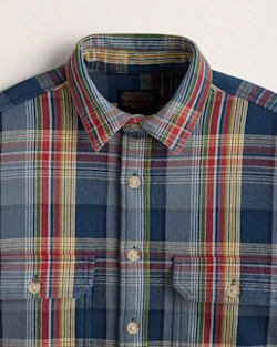 ALTERNATE VIEW OF MEN'S PLAID ARCADIA FLANNEL SHIRT IN BLUE/GOLD MULTI image number 2