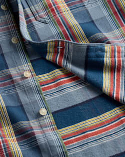 ALTERNATE VIEW OF MEN'S PLAID ARCADIA FLANNEL SHIRT IN BLUE/GOLD MULTI image number 3