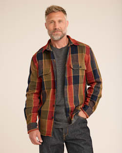 MEN'S PLAID ARCADIA FLANNEL SHIRT IN RED/OLIVE/NAVY CHECK image number 1