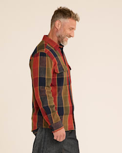 ALTERNATE VIEW OF MEN'S PLAID ARCADIA FLANNEL SHIRT IN RED/OLIVE/NAVY CHECK image number 2